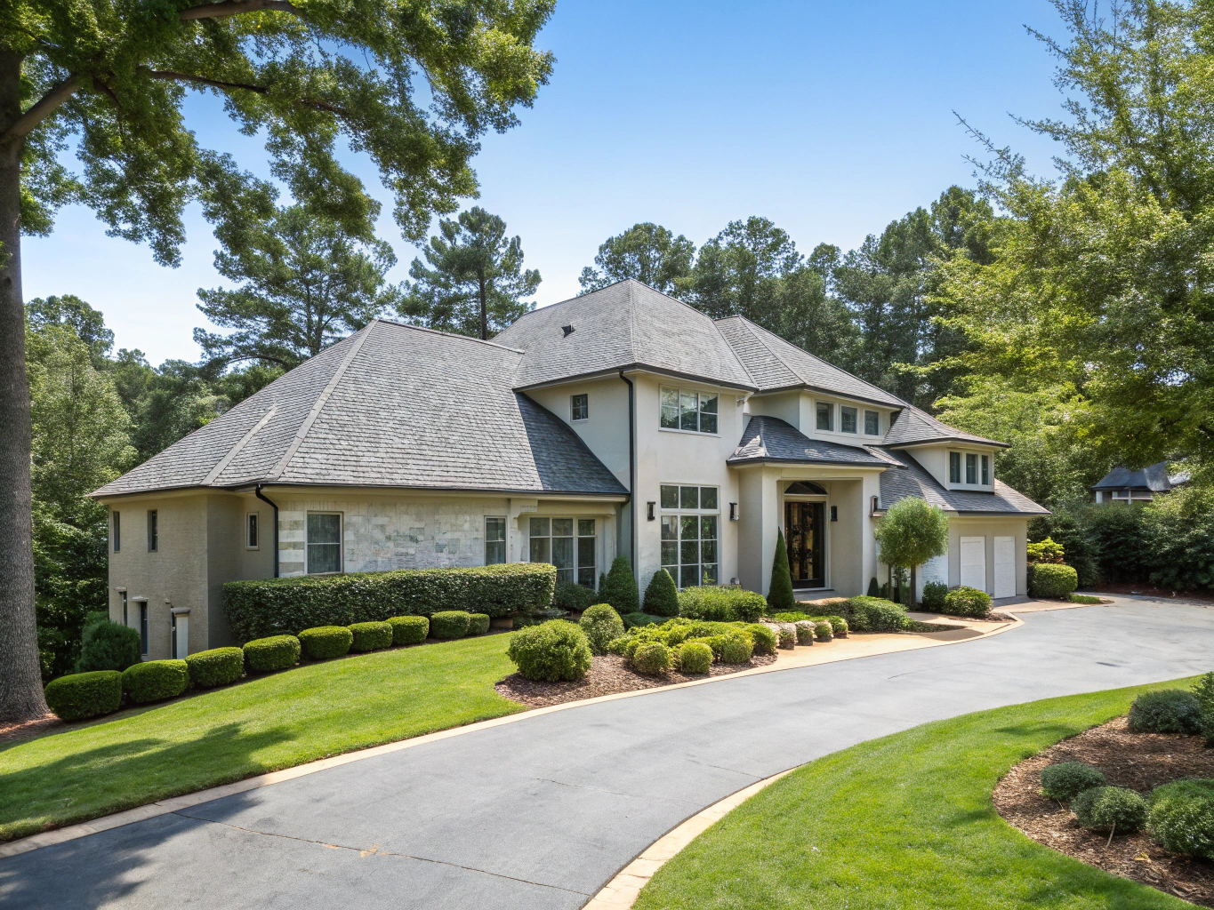 Residential exterior home addition blending with traditional architecture