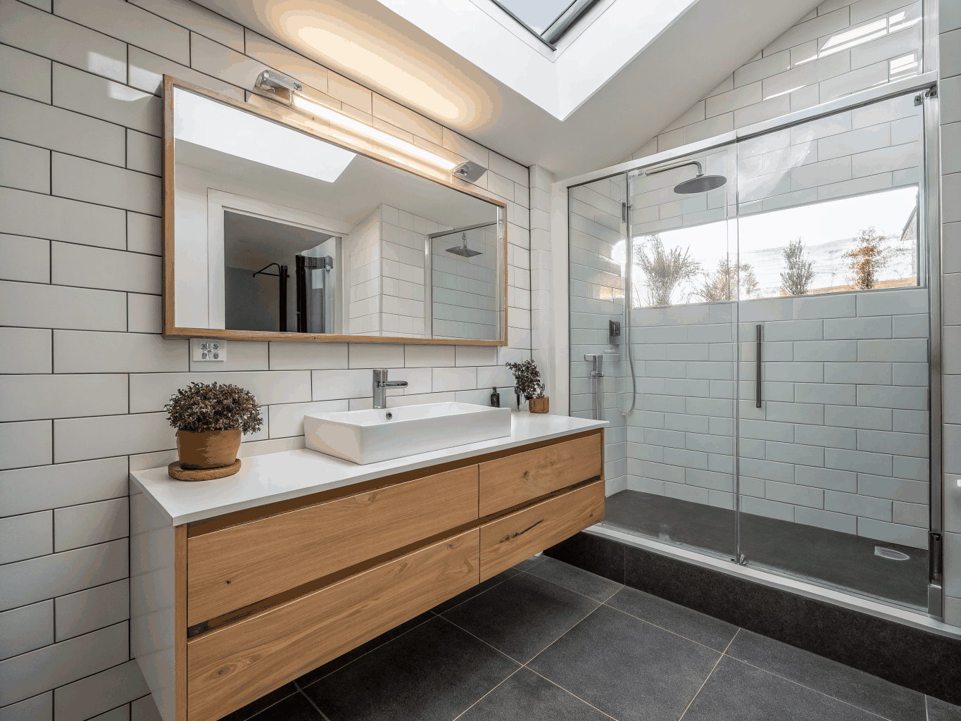 Modern guest bathroom featuring clean terrazzo surfaces and minimalist fixtures